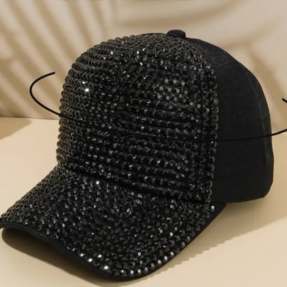 Black Rhinestone Bling Cap - Picture 2 of 2